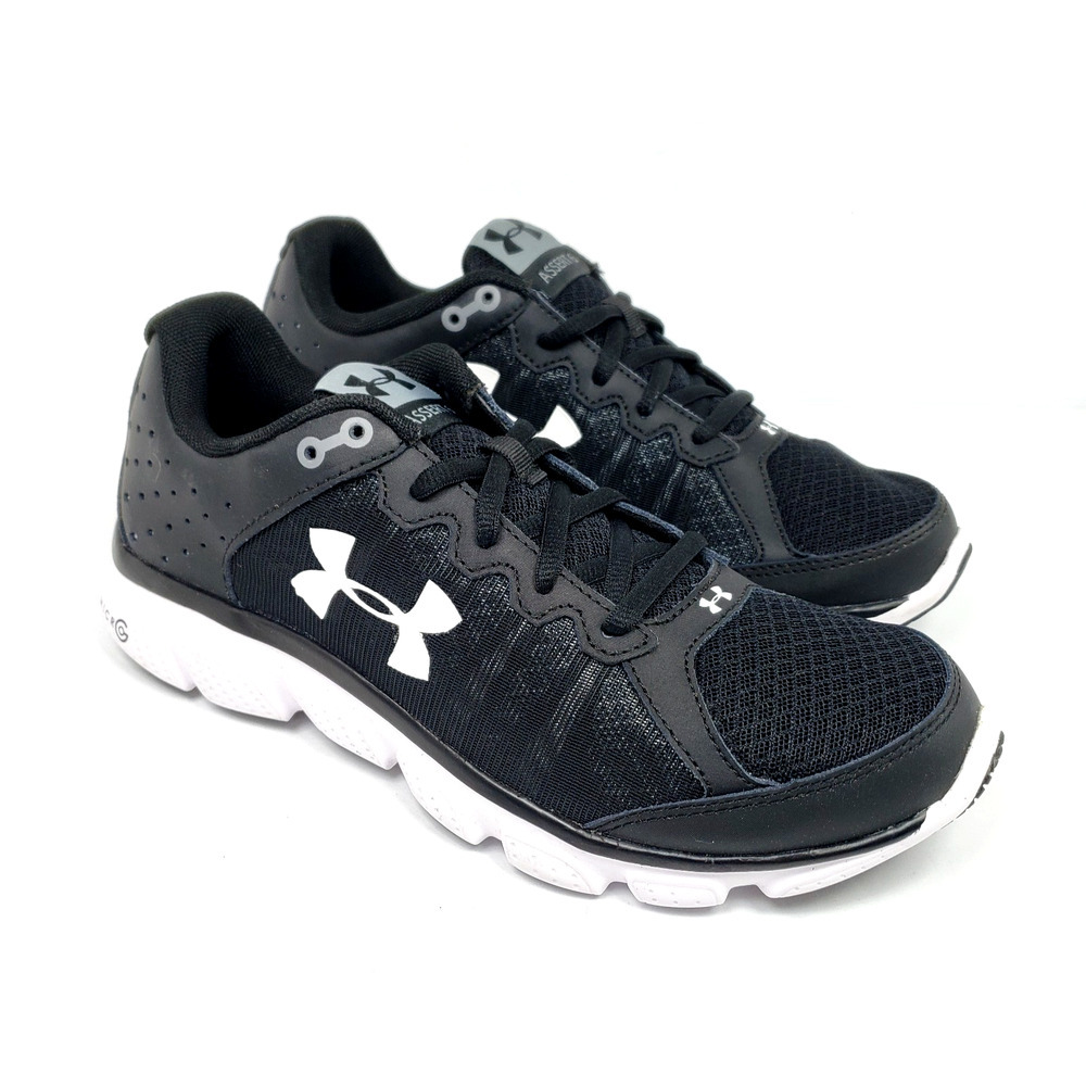 Under Armour UA Micro G Assert 6 Mens Size 7.5 Black White Athletic Sneaker Shoe